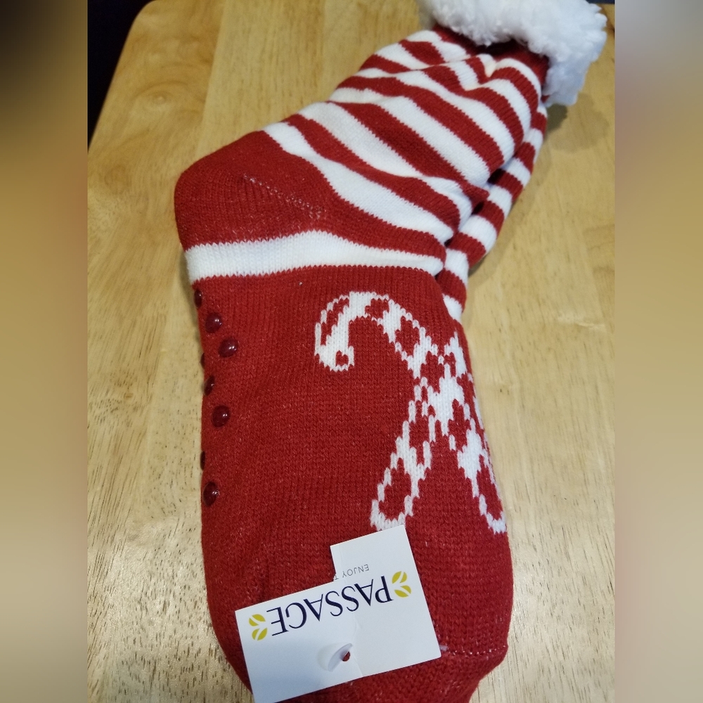 Candy Cane and Stripes Slipper Socks